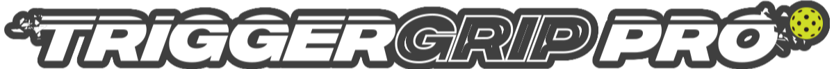 TriggerGrip Pro pickleball grip logo with paddle and ball on black background